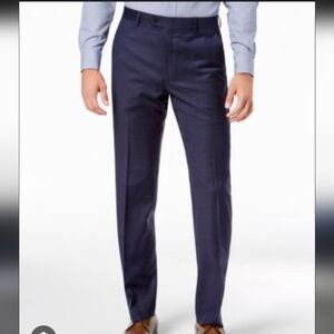 LRL Ralph Lauren Navy Blue Washable Flat Front Dress Pants Trousers 40 X 32 #674